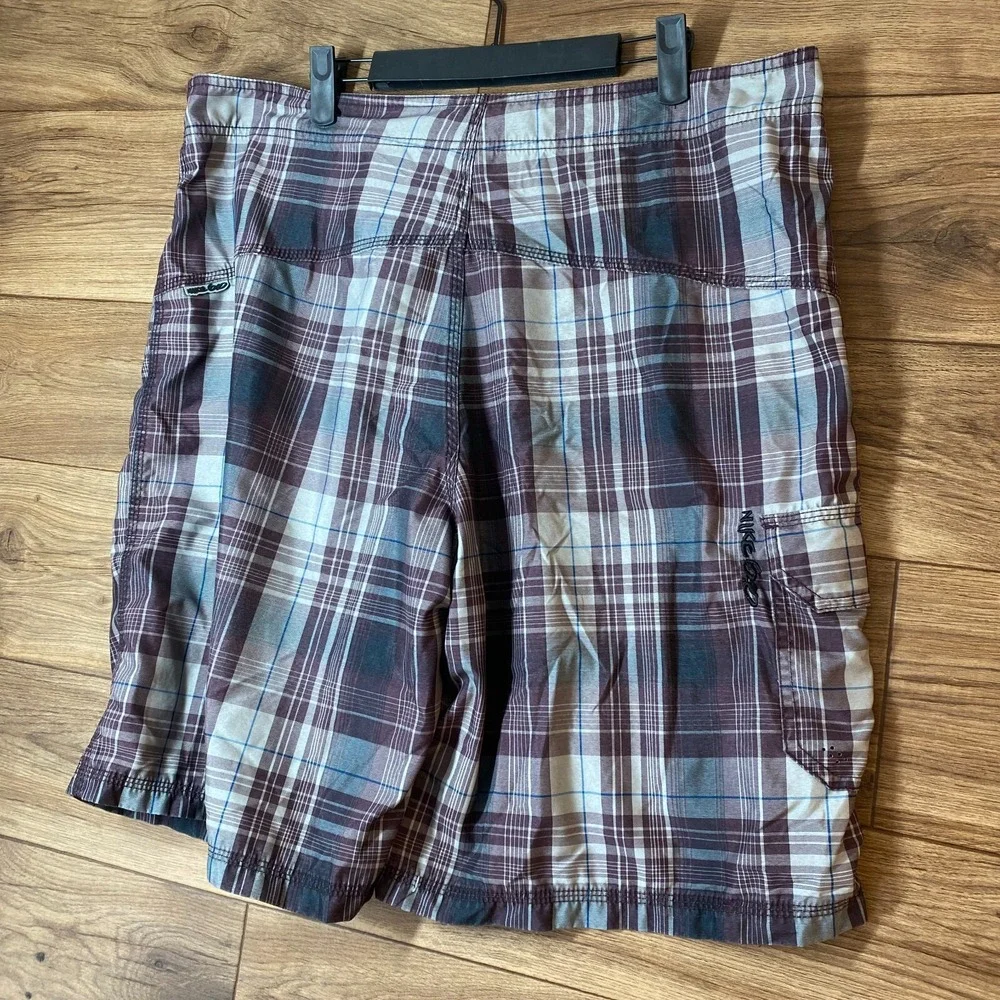 Nike 6.0 Board Shorts Men 36 (34) Swim Trunks Plaid Vintage Surf Beach‎